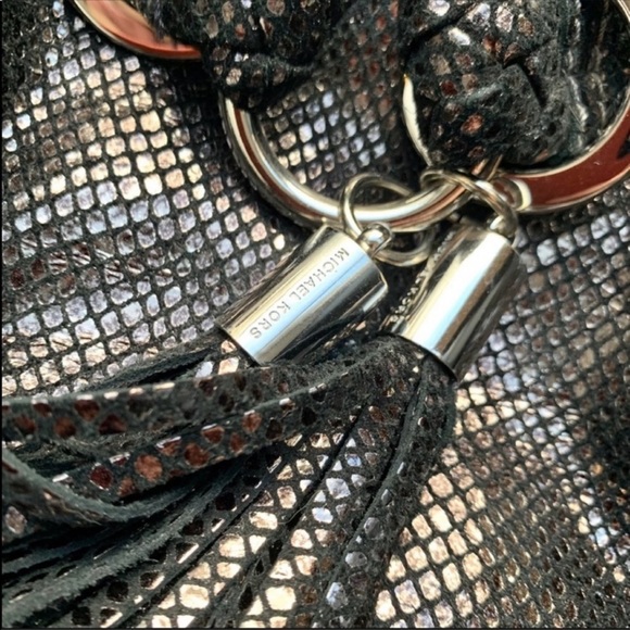 MK Michael Kors Gunmetal Black Snake Hobo Bag - Picture 3 of 8